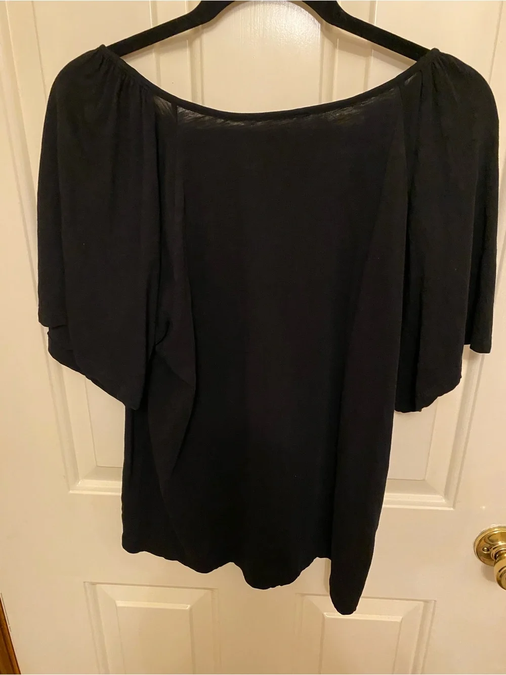 Women's Loft Black Peasant Tunic with Eyelet Yoke